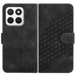 For Honor X8c 4G Elephant Head Embossed Phone Leather Case with Lanyard(Black)