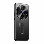 For vivo X200 Frosted Metal Hybrid TPU Holder Phone Case(Black)