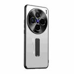 For vivo X200 Frosted Metal Hybrid TPU Holder Phone Case(Silver)