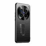 For vivo X200 Pro Frosted Metal Hybrid TPU Holder Phone Case(Black)