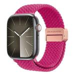 For Apple Watch SE 2023 44mm DUX DUCIS Mixture Pro Series Magnetic Buckle Nylon Braid Watch Band(Raspberry Color)