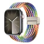 For Apple Watch SE 2023 44mm DUX DUCIS Mixture Pro Series Magnetic Buckle Nylon Braid Watch Band(New Rainbow)