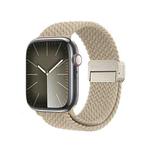 For Apple Watch SE 2023 40mm DUX DUCIS Mixture Pro Series Magnetic Buckle Nylon Braid Watch Band(Beige)