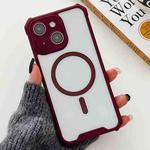 For iPhone 13 Colorful Two-Color Lens Film MagSafe Magnetic Horn Acrylic+TPU Case(Red)