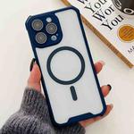 For iPhone 12 Pro Max Colorful Two-Color Lens Film MagSafe Magnetic Horn Acrylic+TPU Case(Blue)