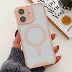 For iPhone 11 Colorful Two-Color Lens Film MagSafe Magnetic Horn Acrylic+TPU Case(Pink)