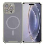 For iPhone 16 Pro Max Colorful Two-Color Lens Film MagSafe Magnetic Horn Acrylic+TPU Case(Grey)