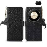 For Honor Magic6 Lite / X50 / X9b Ostrich Pattern Genuine Leather RFID Phone Case(Black)