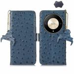 For Honor Magic6 Lite / X50 / X9b Ostrich Pattern Genuine Leather RFID Phone Case(Blue)