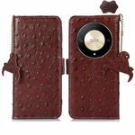 For Honor Magic6 Lite / X50 / X9b Ostrich Pattern Genuine Leather RFID Phone Case(Coffee)