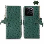 For Honor Play 60 Plus Ostrich Pattern Genuine Leather RFID Phone Case(Green)