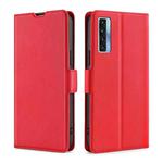 For TCL 20s / 20 5G / 20L / 20L+ Ultra-thin Voltage Side Buckle Horizontal Flip Leather Phone Case(Red)