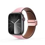 For Apple Watch SE 2023 44mm DUX DUCIS YA Series Magnetic Buckle Genuine Leather Watch Band(Pink)