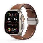 For Apple Watch Ultra 2 49mm DUX DUCIS YA Series Magnetic Buckle Genuine Leather Watch Band(Brown)