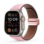 For Apple Watch Ultra 2 49mm DUX DUCIS YA Series Magnetic Buckle Genuine Leather Watch Band(Pink)