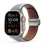 For Apple Watch Ultra 49mm DUX DUCIS YA Series Magnetic Buckle Genuine Leather Watch Band(Grey)