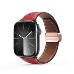 For Apple Watch Series 7 41mm DUX DUCIS YA Series Magnetic Buckle Genuine Leather Watch Band(Red)