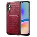 For Samsung Galaxy A05s Denior Imitation Crocodile Leather Back Phone Case with Holder(Rose Red)
