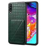 For Samsung Galaxy A70 Denior Imitation Crocodile Leather Back Phone Case with Holder(Green)