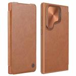 For Samsung Galaxy S24 Ultra 5G NILLKIN Qin Prop Series Flip Camera Cover Design Leather Phone Case(Brown)