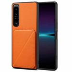 For Sony Xperia 1 IV Denior Imitation Calf Leather Back Phone Case with Holder(Orange)