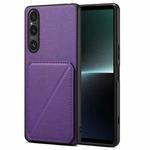 For Sony Xperia 1 V Denior Imitation Calf Leather Back Phone Case with Holder(Purple)