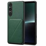 For Sony Xperia 1 V Denior Imitation Calf Leather Back Phone Case with Holder(Green)