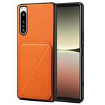 For Sony Xperia 5 IV Denior Imitation Calf Leather Back Phone Case with Holder(Orange)