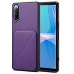 For Sony Xperia 10 IV Denior Imitation Calf Leather Back Phone Case with Holder(Purple)