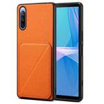 For Sony Xperia 10 IV Denior Imitation Calf Leather Back Phone Case with Holder(Orange)