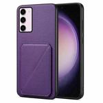 For Samsung Galaxy S23 5G Denior Imitation Calf Leather Back Phone Case with Holder(Purple)