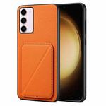 For Samsung Galaxy S23+ 5G Denior Imitation Calf Leather Back Phone Case with Holder(Orange)