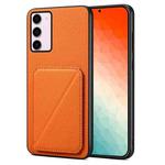 For Samsung Galaxy S24 5G Denior Imitation Calf Leather Back Phone Case with Holder(Orange)