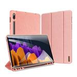 For Samsung Galaxy Tab S7+ 12.4 inch DUX DUCIS Domo Series Horizontal Flip Magnetic PU Leather Case with Three-folding Holder & Sleep / Wake-up Function & Pen Slot(Pink)