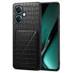 For OPPO K11 / OnePlus Nord CE3 5G Denior Imitation Crocodile Leather Back Phone Case with Holder(Black)