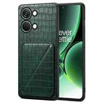 For OnePlus Ace 2V / Nord 3 5G Denior Imitation Crocodile Leather Back Phone Case with Holder(Green)