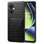 For OPPO K11x 5G / OnePlus Nord CE3 Lite Denior Imitation Crocodile Leather Back Phone Case with Holder(Black)