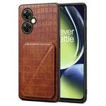 For OPPO K11x 5G / OnePlus Nord CE3 Lite Denior Imitation Crocodile Leather Back Phone Case with Holder(Brown)