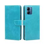 For Motorola Moto G14 4G Calf Texture Buckle Flip Leather Phone Case(Light Blue)