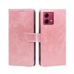 For Motorola Moto G84 5G Calf Texture Buckle Flip Leather Phone Case(Rose Gold)