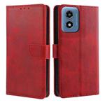 For Motorola Moto G Play 4G 2024 Calf Texture Buckle Flip Leather Phone Case(Red)