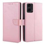 For Motorola Moto G24 4G Calf Texture Buckle Flip Leather Phone Case(Rose Gold)