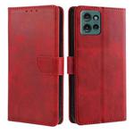 For Motorola Edge 50 5G Calf Texture Buckle Flip Leather Phone Case(Red)