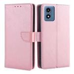 For Motorola Moto G 5G 2024 Calf Texture Buckle Flip Leather Phone Case(Rose Gold)