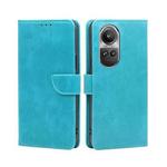 For OPPO Reno10 5G / Reno10 Pro 5G Global Calf Texture Buckle Flip Leather Phone Case(Light Blue)
