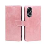 For OPPO A58 4G Calf Texture Buckle Flip Leather Phone Case(Rose Gold)