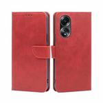 For OPPO A58 4G Calf Texture Buckle Flip Leather Phone Case(Red)