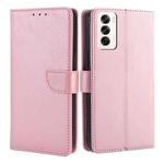 For OPPO Reno12 5G Global Calf Texture Buckle Flip Leather Phone Case(Rose Gold)