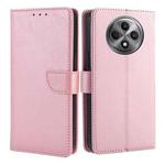 For OPPO Reno12 F 5G Calf Texture Buckle Flip Leather Phone Case(Rose Gold)