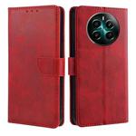 For Realme 12+ 5G Calf Texture Buckle Flip Leather Phone Case(Red)